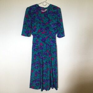 Oops California Vintage multicolor floral 80s dress. Size S.